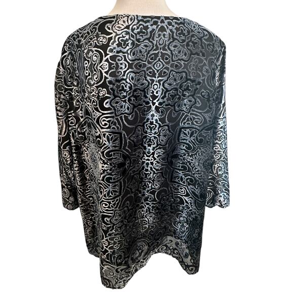 Violet & Claire Burnout Velvet Top Womens Sz 2X Black Ice Blue Party Whimsigoth - Picture 4 of 8